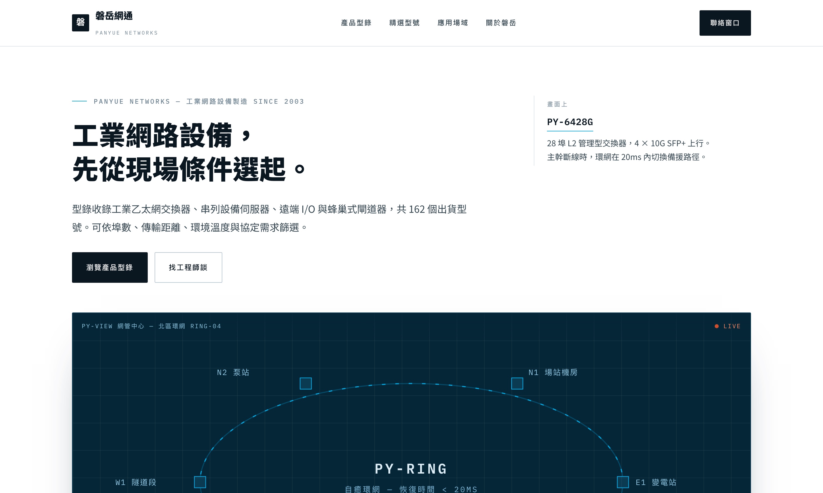 磐岳網通 PANYUE 範例網站截圖